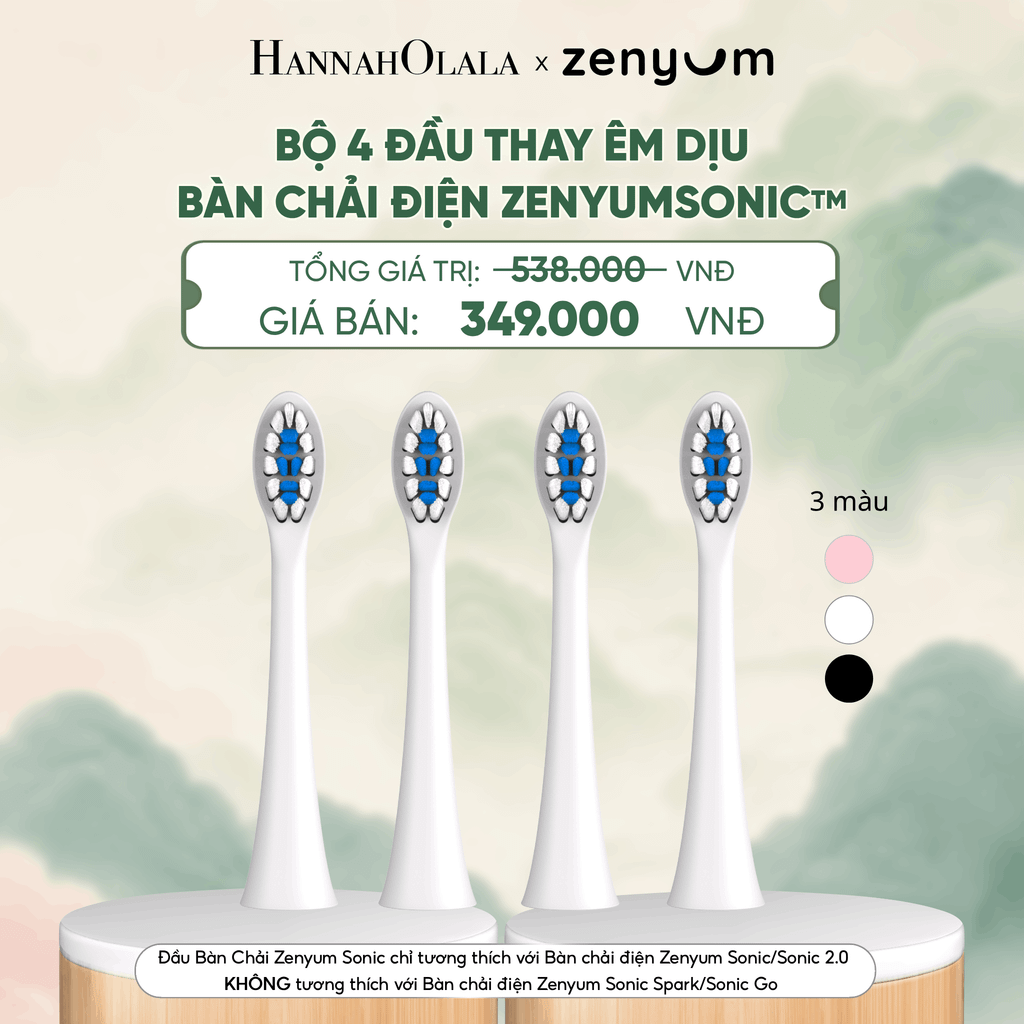  BỘ 4 ĐẦU BÀN CHẢI ZENYUM SONIC PHIÊN BẢN ÊM DỊU - A341 