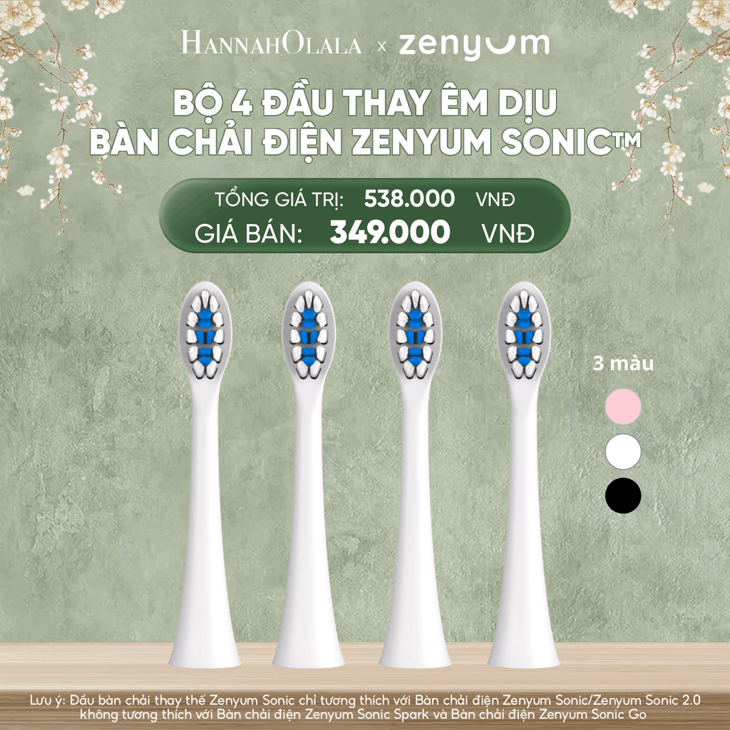  DEAL 6: HỘP 4 ĐẦU BÀN CHẢI ZENYUM SONIC PHIÊN BẢN ÊM DỊU 