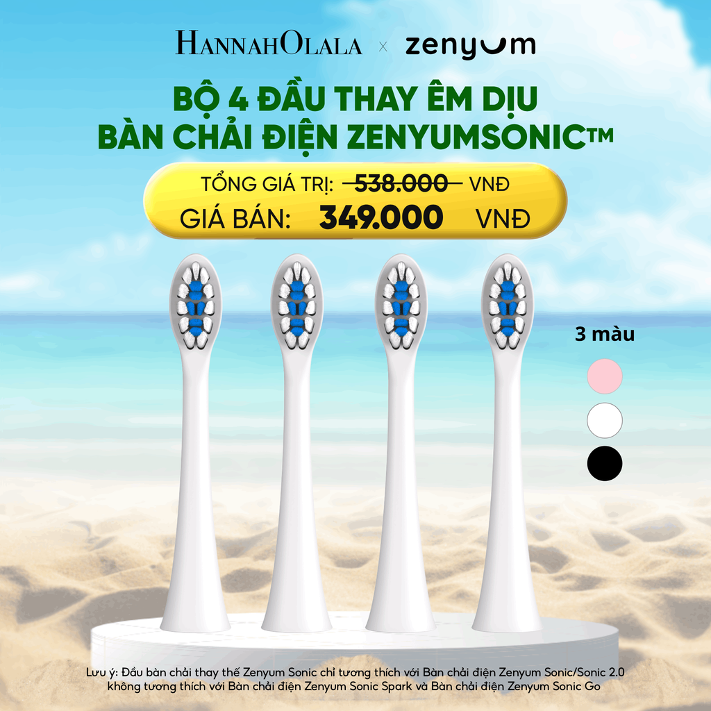  DEAL 6: BỘ 4 ĐẦU BÀN CHẢI ZENYUM SONIC PHIÊN BẢN ÊM DỊU 