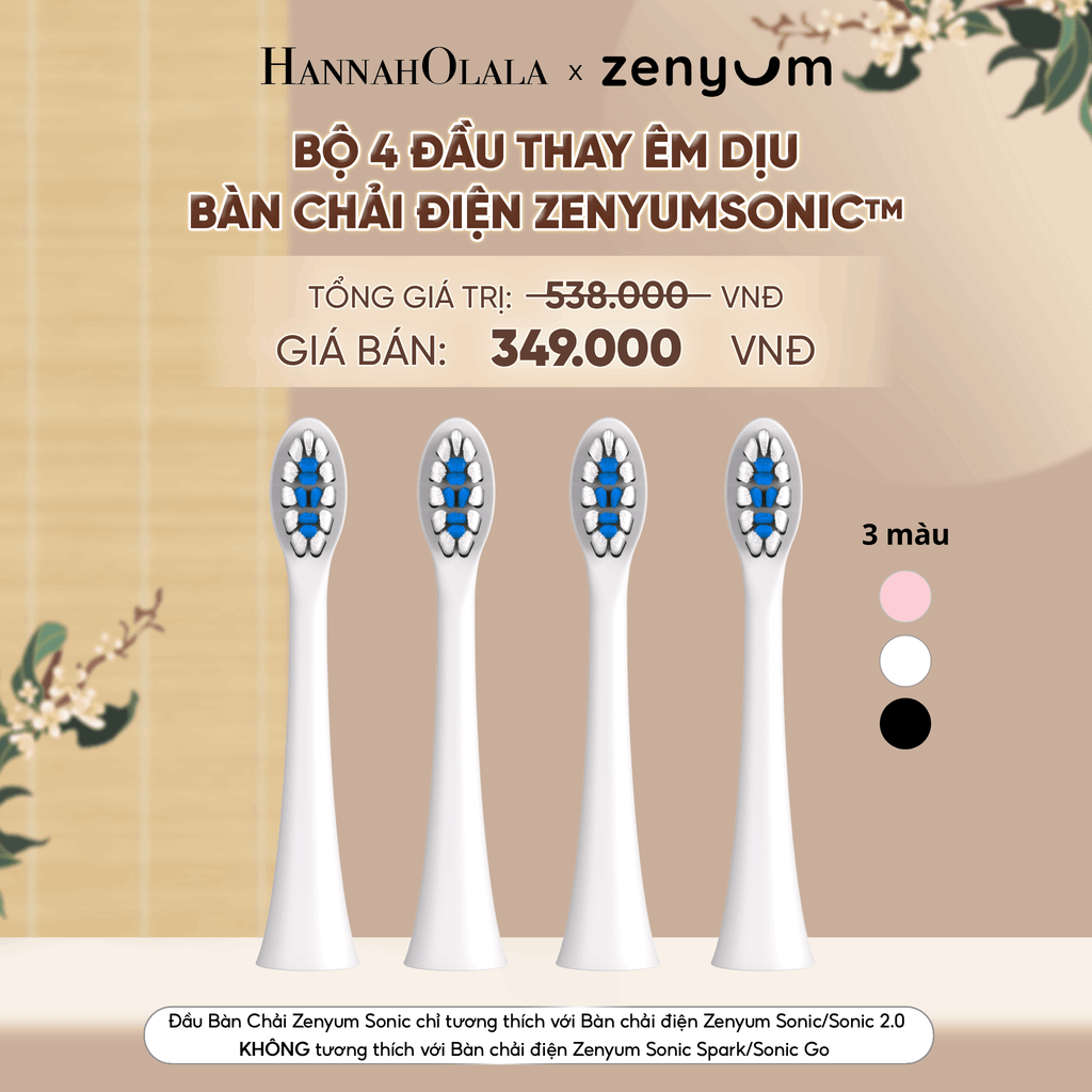  BỘ 4 ĐẦU BÀN CHẢI ZENYUM SONIC PHIÊN BẢN ÊM DỊU - A1770 