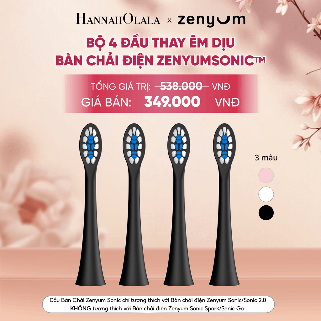  BỘ 4 ĐẦU BÀN CHẢI ZENYUM SONIC PHIÊN BẢN ÊM DỊU - A860 