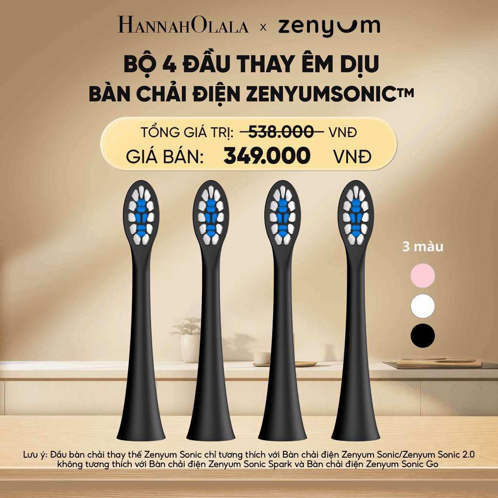  DEAL 6: HỘP 4 ĐẦU BÀN CHẢI ZENYUM SONIC PHIÊN BẢN ÊM DỊU 