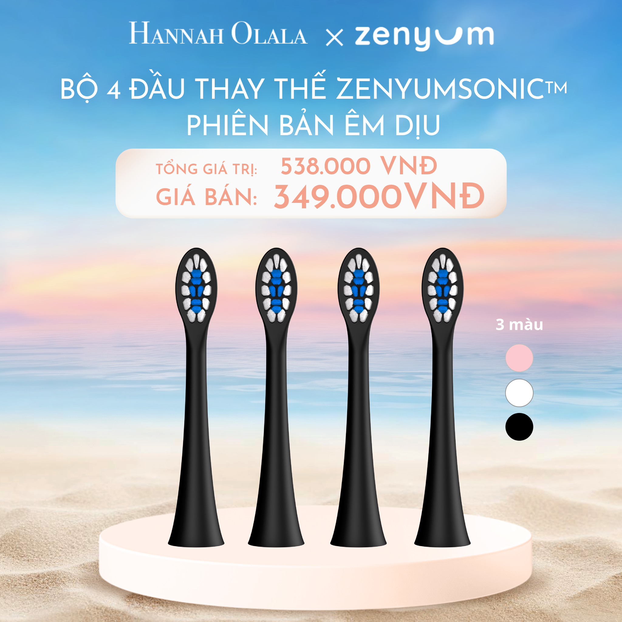  C970_DEAL 6: HỘP 4 ĐẦU BÀN CHẢI ZENYUM SONIC PHIÊN BẢN ÊM DỊU 