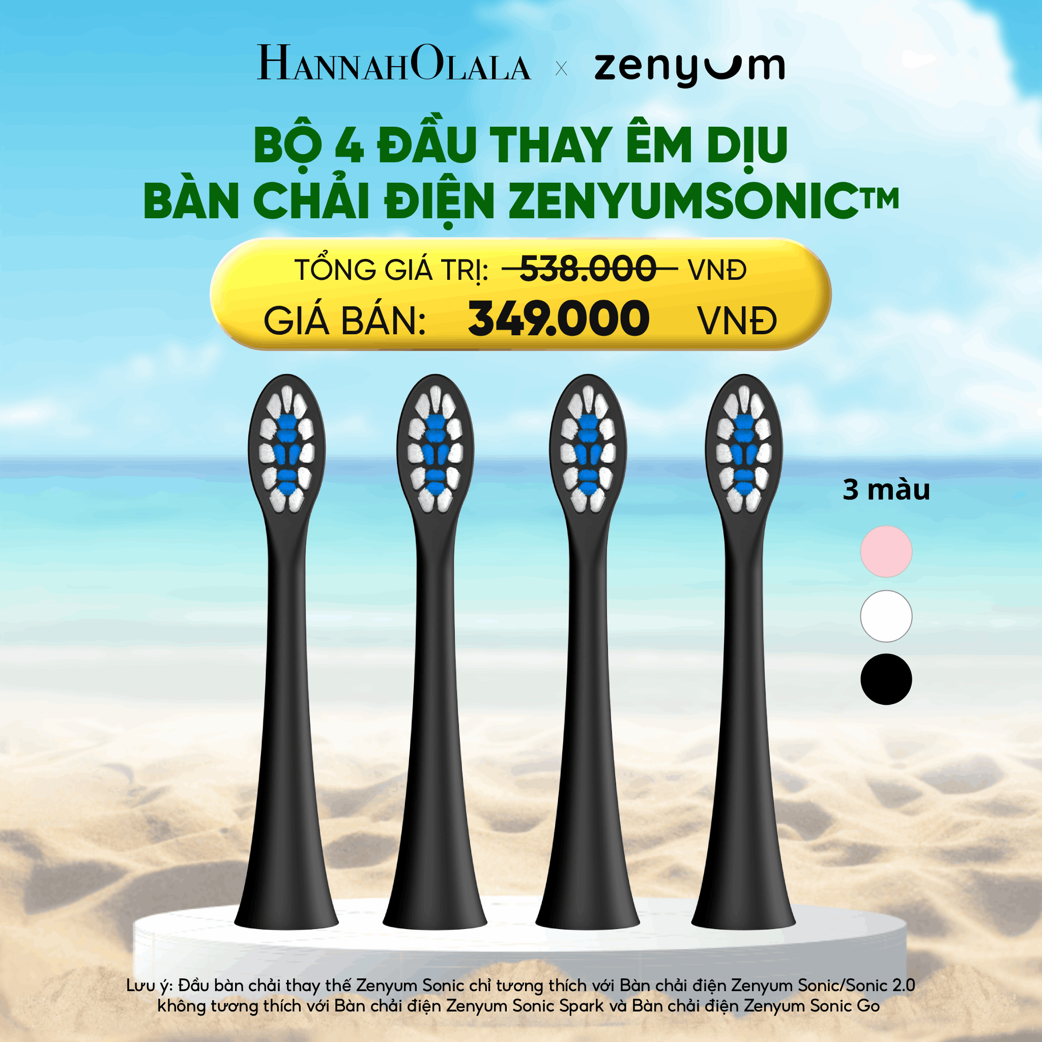 Bộ 4 Đầu Bàn Chải Zenyum Sonic Phiên Bản Êm Dịu