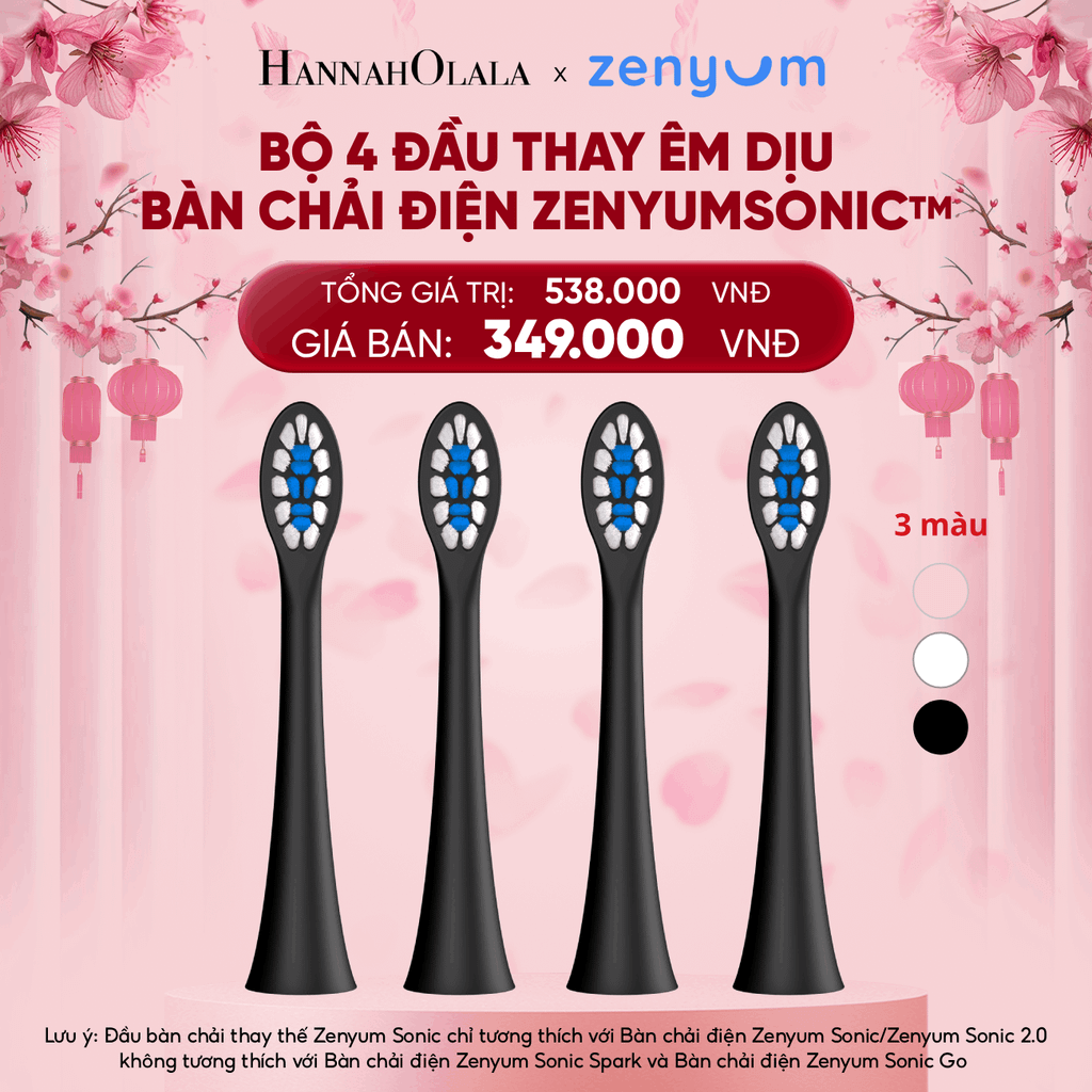  DEAL 6: HỘP 4 ĐẦU BÀN CHẢI ZENYUM SONIC PHIÊN BẢN ÊM DỊU 
