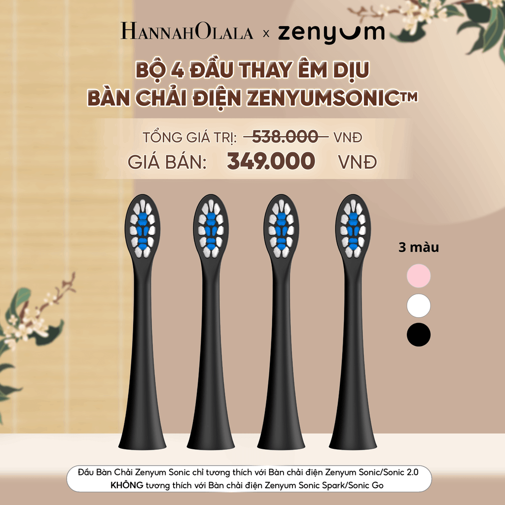  BỘ 4 ĐẦU BÀN CHẢI ZENYUM SONIC PHIÊN BẢN ÊM DỊU - A1770 