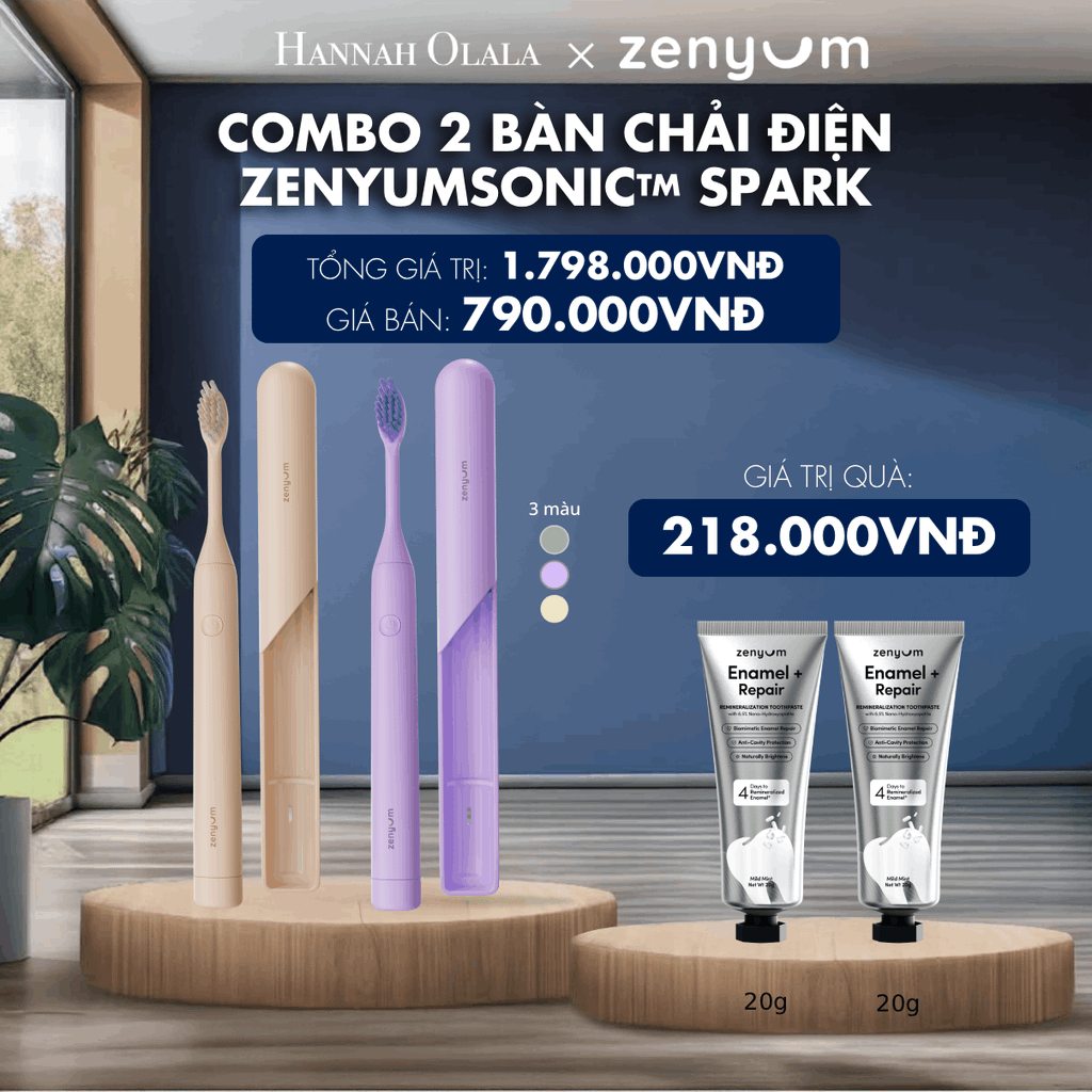  COMBO 2 BÀN CHẢI ĐIỆN ZENYUM SONIC SPARK 