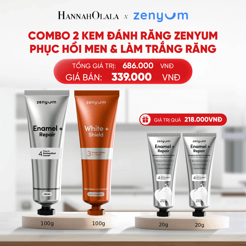  B170_DEAL 6: COMBO 2 KEM ĐÁNH RĂNG ZENYUM PHỤC HỒI MEN / GIẢM Ê BUỐT / LÀM TRẮNG 100G 