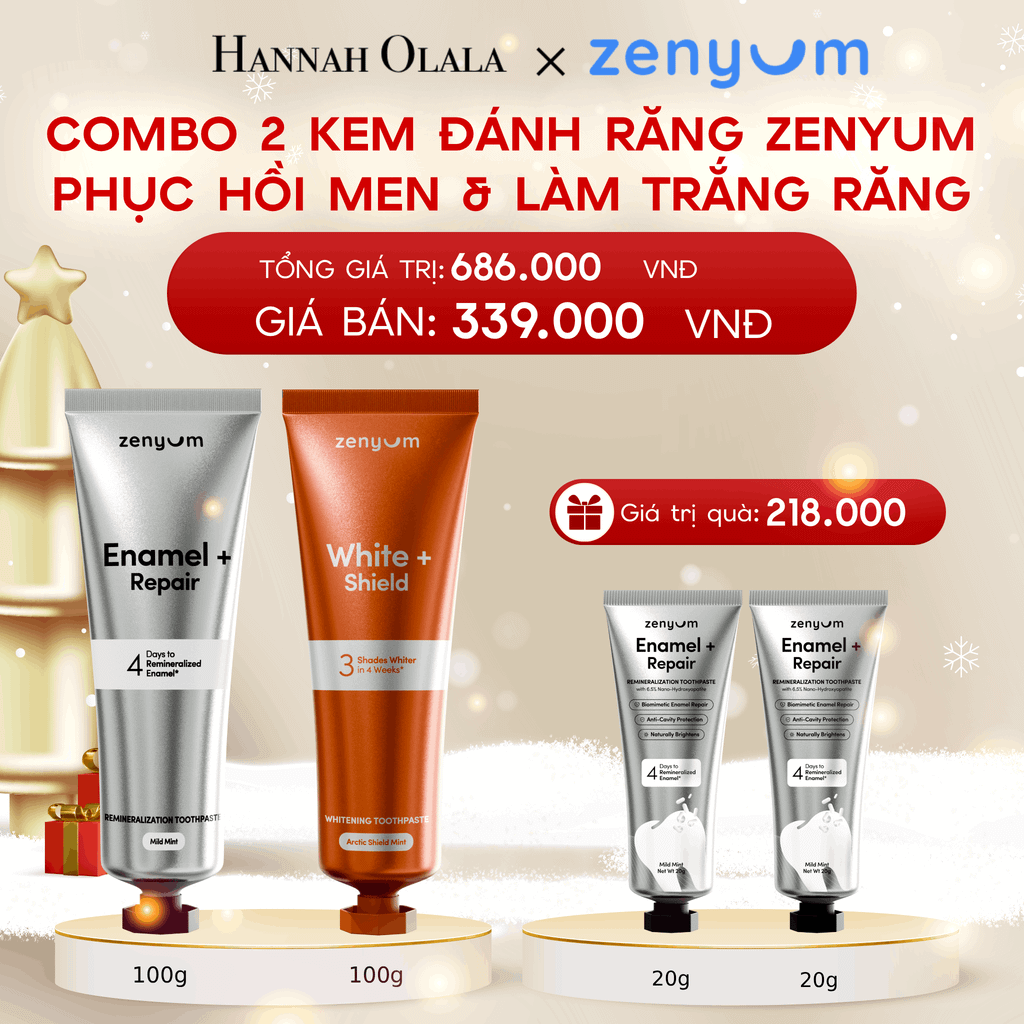  A1273_DEAL 6: COMBO 2 KEM ĐÁNH RĂNG ZENYUM PHỤC HỒI MEN / GIẢM Ê BUỐT / LÀM TRẮNG 100G 