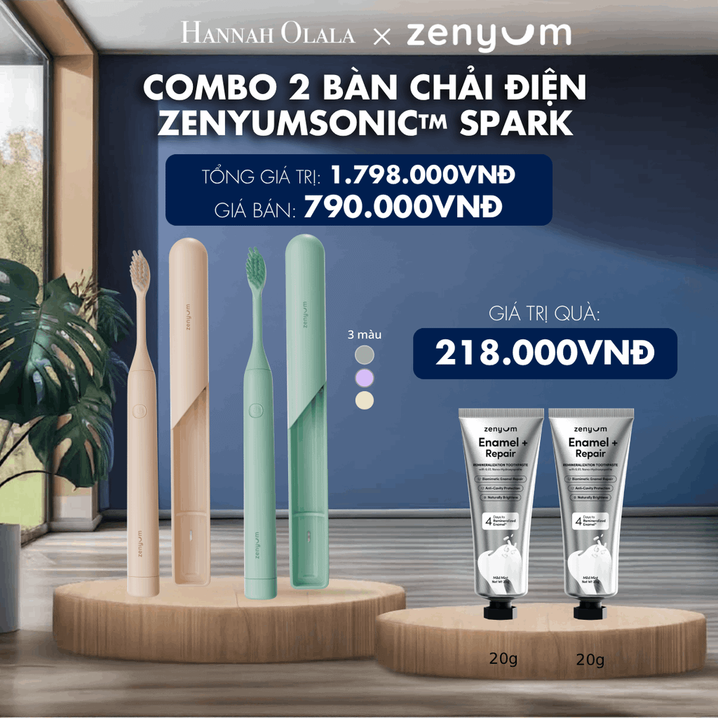 COMBO 2 BÀN CHẢI ĐIỆN ZENYUM SONIC SPARK 