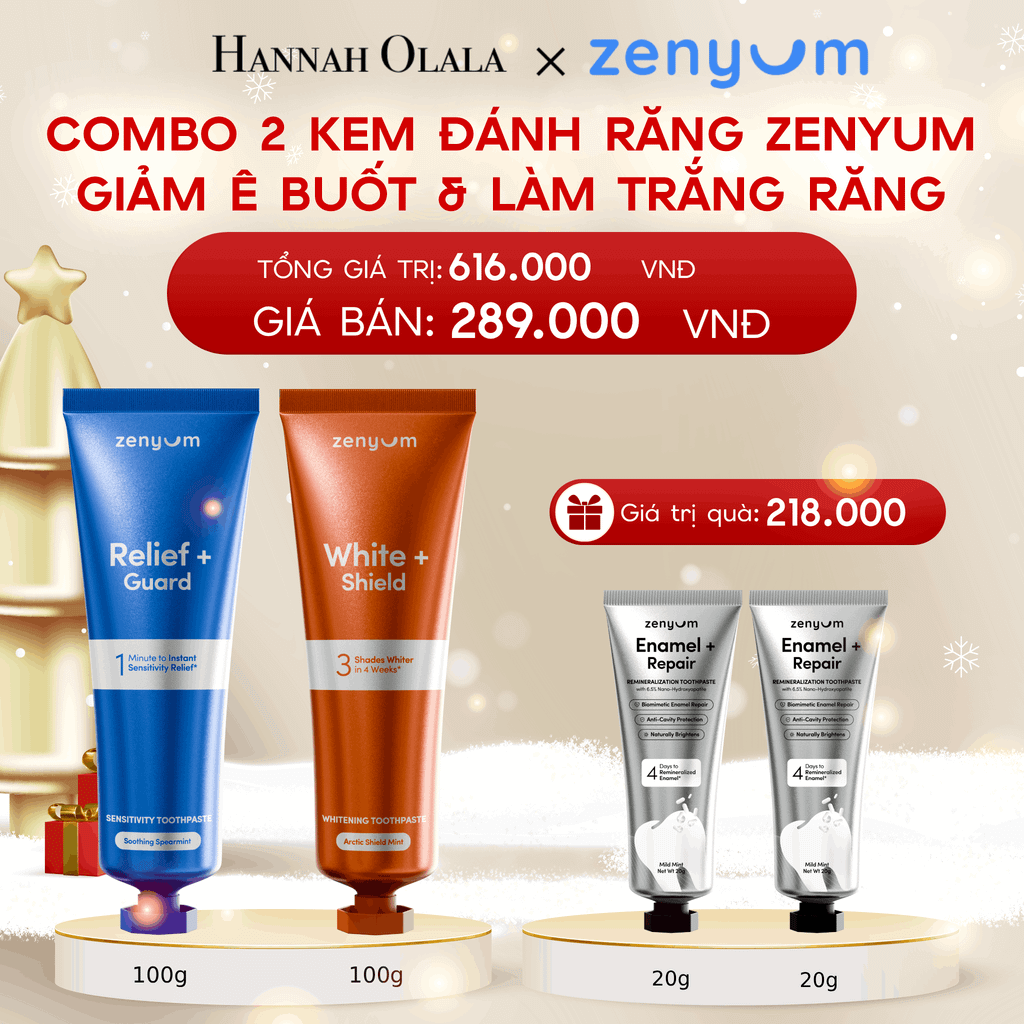 A1273_DEAL 6: COMBO 2 KEM ĐÁNH RĂNG ZENYUM PHỤC HỒI MEN / GIẢM Ê BUỐT / LÀM TRẮNG 100G 