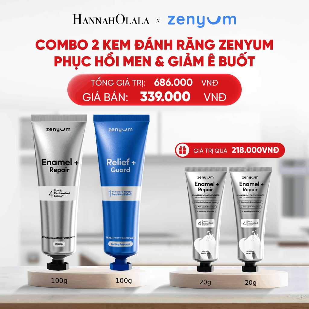  B170_DEAL 6: COMBO 2 KEM ĐÁNH RĂNG ZENYUM PHỤC HỒI MEN / GIẢM Ê BUỐT / LÀM TRẮNG 100G 