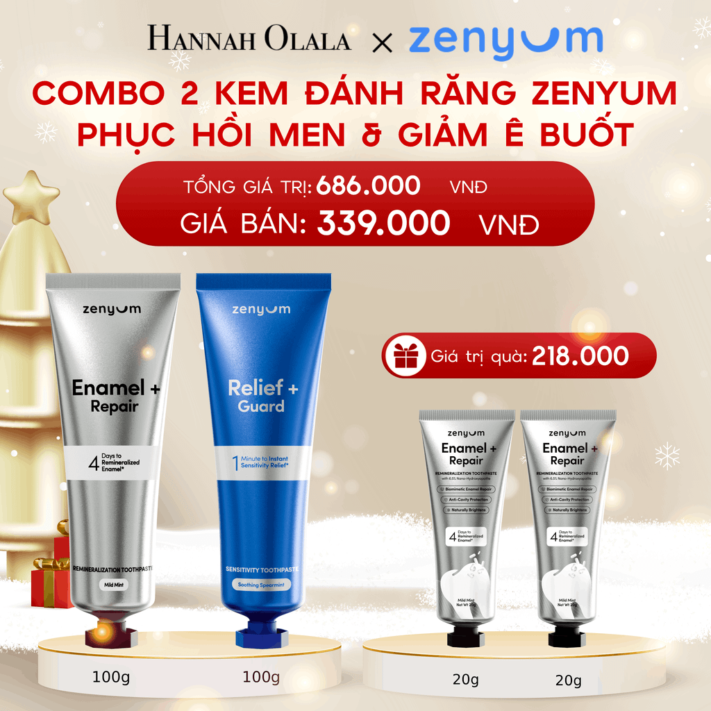  A1273_DEAL 6: COMBO 2 KEM ĐÁNH RĂNG ZENYUM PHỤC HỒI MEN / GIẢM Ê BUỐT / LÀM TRẮNG 100G 