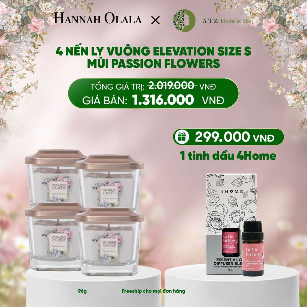  E87_DEAL 7: MUA COMBO 4 NẾN LY VUÔNG ELEVATION SIZE S MÙI PASSION FLOWERS 
