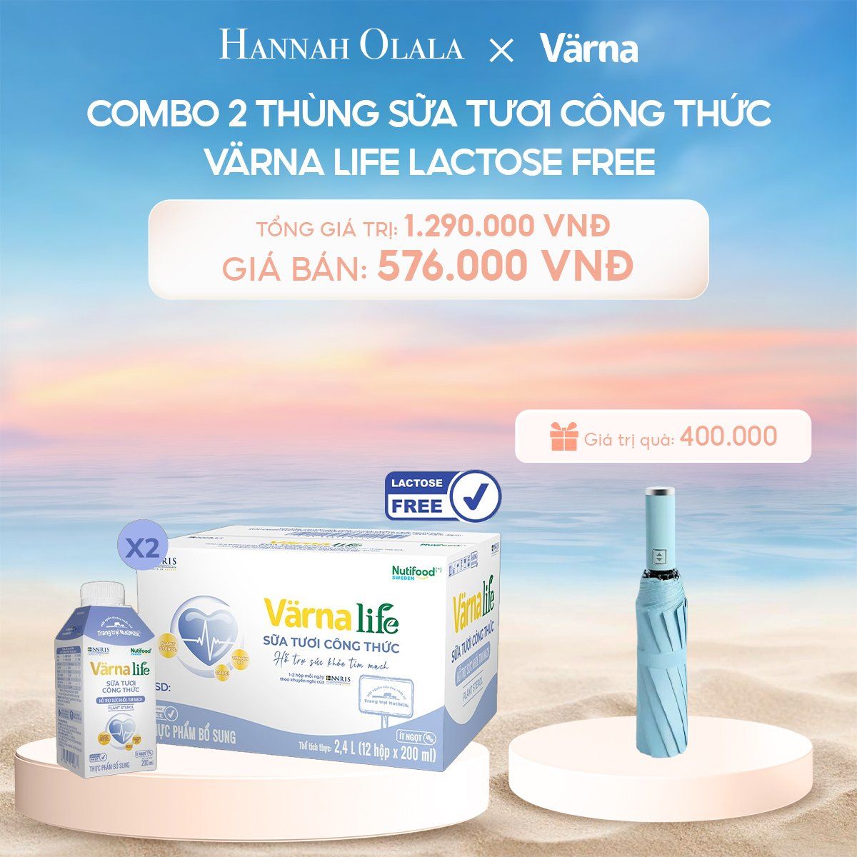  C689_DEAL 7: COMBO 2 THÙNG SỮA TƯƠI CÔNG THỨC VARNA LIFE LACTOSE FREE (24 HỘP X 200ML) 
