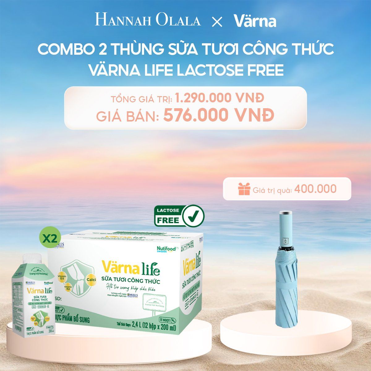  C689_DEAL 7: COMBO 2 THÙNG SỮA TƯƠI CÔNG THỨC VARNA LIFE LACTOSE FREE (24 HỘP X 200ML) 