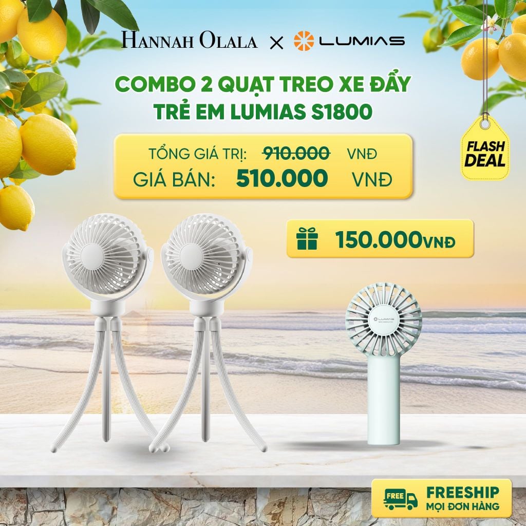  COMBO 2 QUẠT TREO XE ĐẨY TRẺ EM LUMIAS S1800 DEAL 7: 