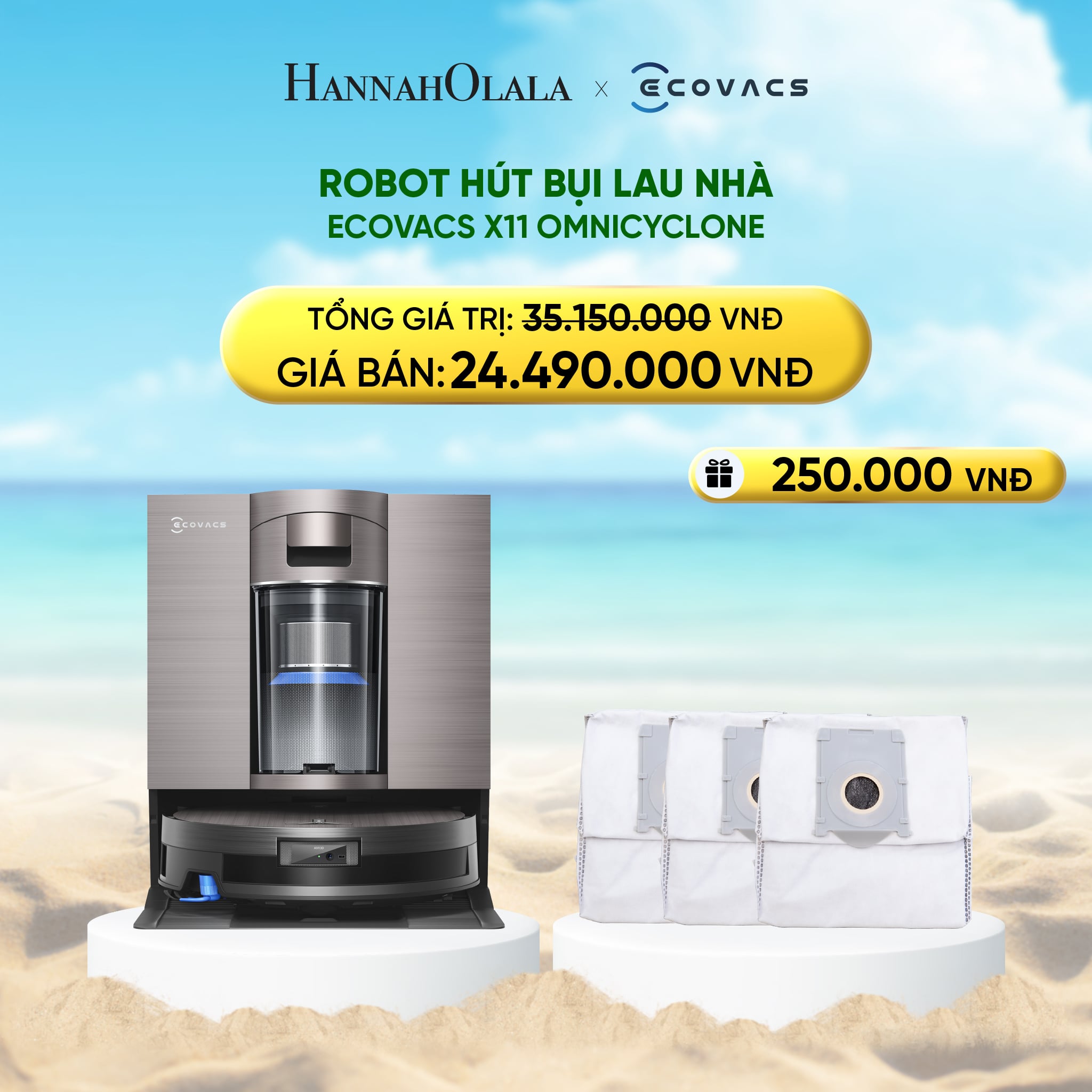Robot Hút Bụi Lau Nhà Ecovacs X11 Omnicyclone