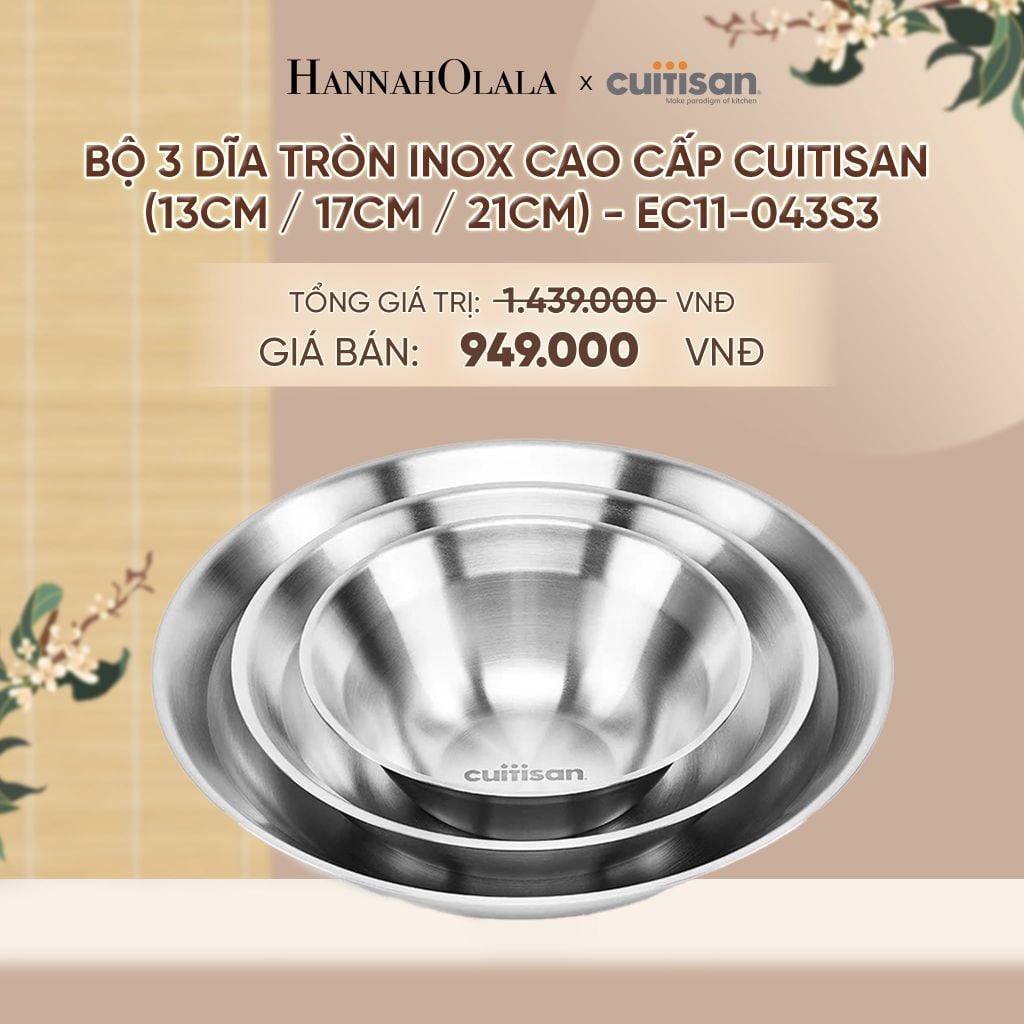  BỘ 3 DĨA TRÒN INOX CAO CẤP CUITISAN ĐƯỢC TRONG LÒ VI SÓNG - DEAL 7 - A1971 