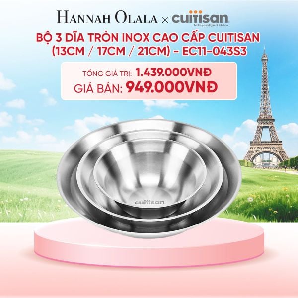  BỘ 3 DĨA TRÒN INOX CAO CẤP CUITISAN DÙNG ĐƯỢC TRONG LÒ VI SÓNG - DEAL 7 - B74 