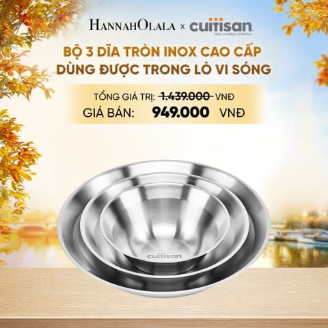  BỘ 3 DĨA TRÒN INOX CAO CẤP CUITISAN ĐƯỢC TRONG LÒ VI SÓNG - DEAL 7 - E1664 