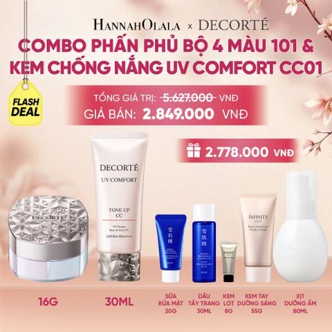  COMBO PHẤN PHỦ 4 MÀU 101 & KEM CHỐNG NẮNG DECORTÉ UV COMFORT (BẢN MỚI) - A741 