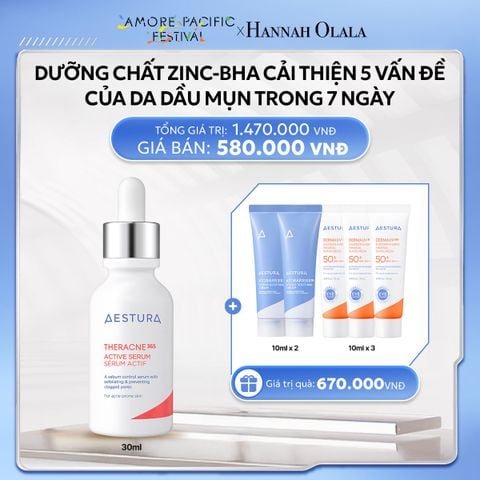  DEAL 7: DƯỠNG CHẤT ZINC-BHA CẢI THIỆN 5 VẤN ĐỀ CỦA DA DẦU MỤN TRONG 7 NGÀY THERACNE365 ACTIVE SERUM 30ML 