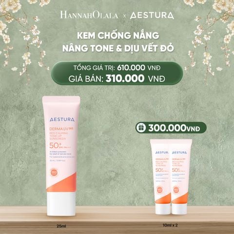  D996_DEAL 7: KEM CHỐNG NẮNG NÂNG TONE AESTURA DERMA UV365 RED CALMING TONE UP SUNCREEN 25ML 