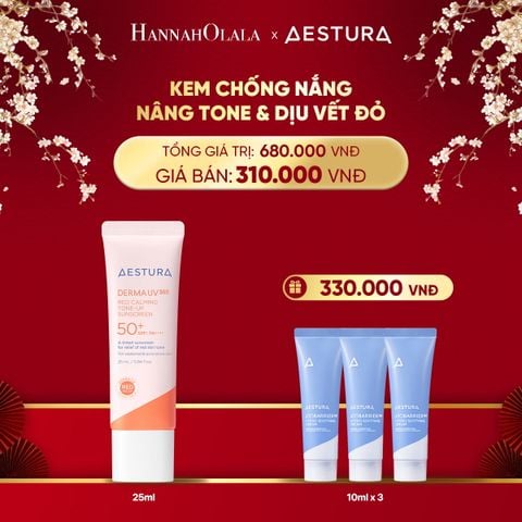  DEAL 6: KEM CHỐNG NẮNG NÂNG TONE AESTURA DERMA UV365 RED CALMING TONE UP SUNCREEN 25ML 