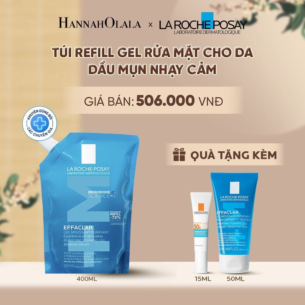 GEL RỬA MẶT CHO DA DẦU MỤN NHẠY CẢM EFFACLAR FOAMING GEL 400ML (TÚI REFILL) - A931 