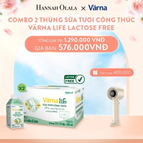  A901_DEAL 7: COMBO 2 THÙNG SỮA TƯƠI CÔNG THỨC VARNA LIFE LACTOSE FREE (24 HỘP X 200ML) 