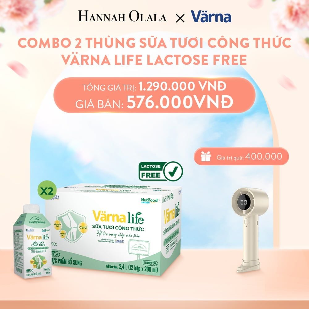  A901_DEAL 7: COMBO 2 THÙNG SỮA TƯƠI CÔNG THỨC VARNA LIFE LACTOSE FREE (24 HỘP X 200ML) 