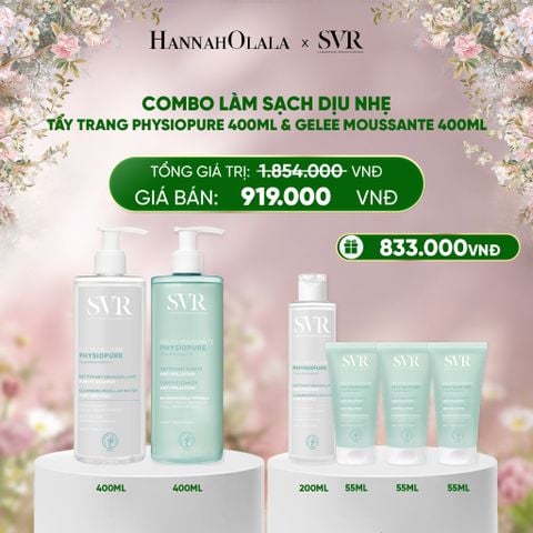  DEAL 07: COMBO LÀM SẠCH DỊU NHẸ NƯỚC TẨY TRANG PHYSIOPURE EAU MICELLAIRE 400ML VÀ GELEE MOUSSANTE 400ML 
