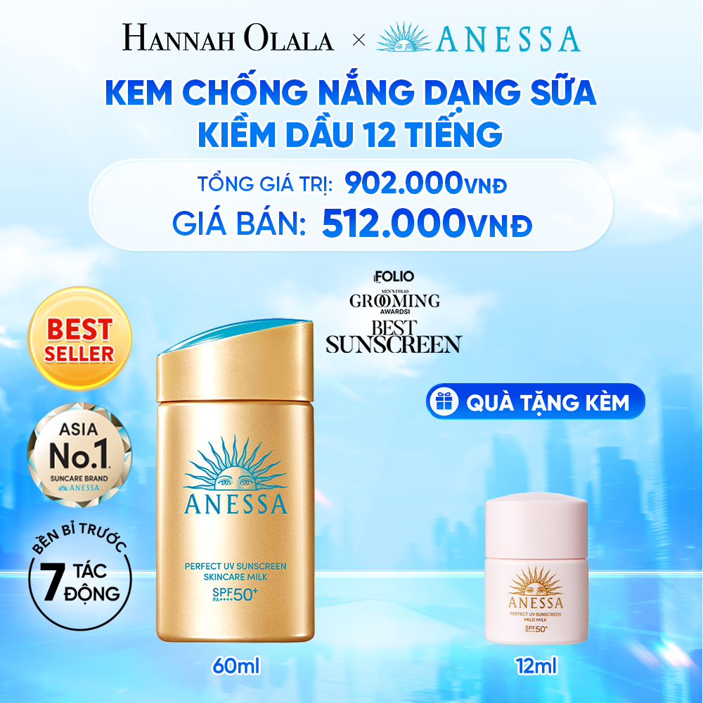  KEM CHỐNG NẮNG DẠNG SỮA DƯỠNG DA KIỀM DẦU BẢO VỆ HOÀN HẢO ANESSA GOLD MILK SPF50+ PA++++ 60ML 