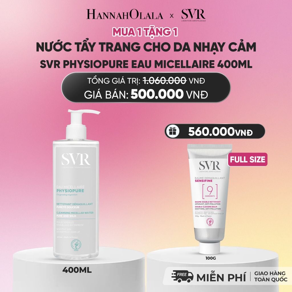  NƯỚC TẨY TRANG CHO DA NHẠY CẢM SVR PHYSIOPURE EAU MICELLAIRE 400ML - DEAL 07_A427 