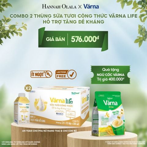 DEAL 7: COMBO 2 THÙNG SỮA TƯƠI CÔNG THỨC VARNA LIFE LACTOSE FREE (24 HỘP X 200ML) 