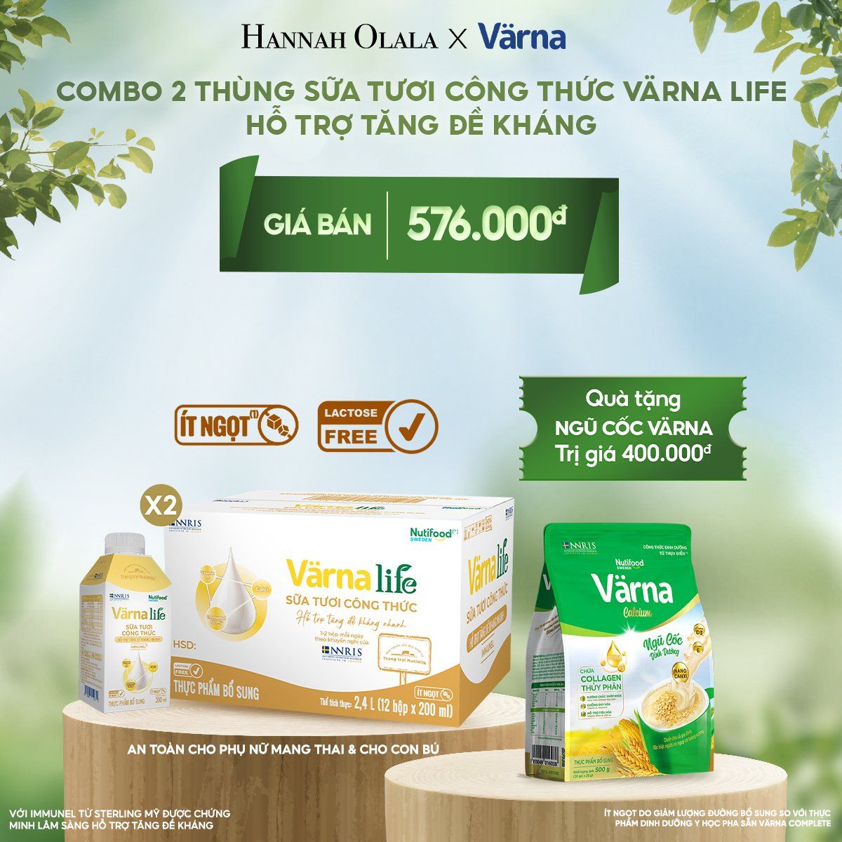  E60_DEAL 7: COMBO 2 THÙNG SỮA TƯƠI CÔNG THỨC VARNA LIFE LACTOSE FREE (24 HỘP X 200ML) 