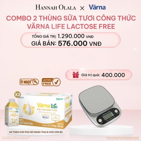  E429_DEAL 7: COMBO 2 THÙNG SỮA TƯƠI CÔNG THỨC VARNA LIFE LACTOSE FREE (24 HỘP X 200ML) 