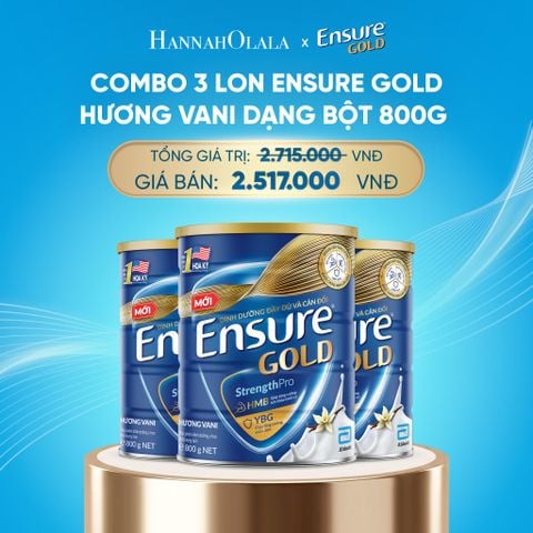  DEAL7: COMBO 3 LON ENSURE GOLD HƯƠNG VANI DẠNG BỘT 800G 