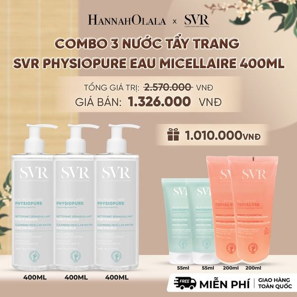  COMBO 3 NƯỚC TẨY TRANG CHO DA NHẠY CẢM SVR PHYSIOPURE EAU MICELLAIRE 400ML - DEAL 7 - A2020 