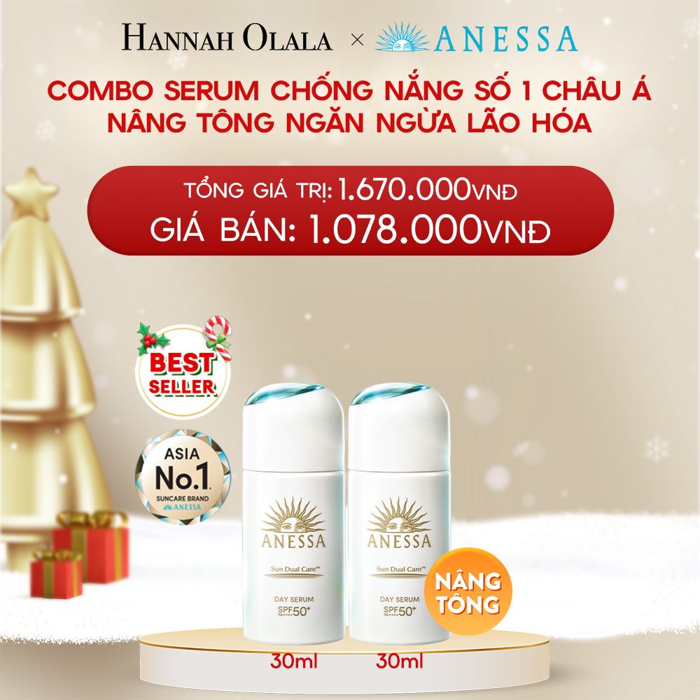  DEAL 7: COMBO SERUM CHỐNG NẮNG DƯỠNG DA NÂNG TÔNG NGĂN NGỪA LÃO HÓA ANESSA DAY SERUM SPF50+ PA++++ 30MLX2 