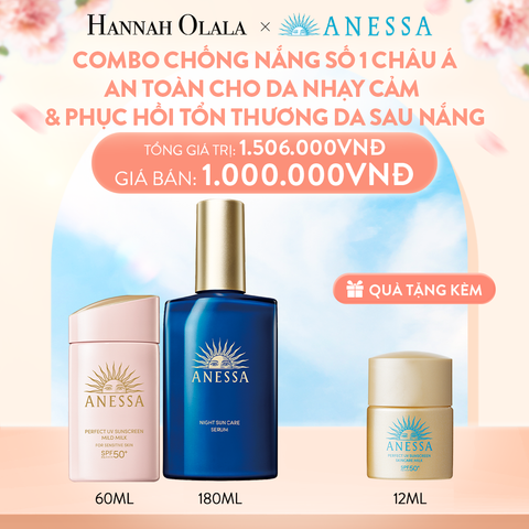  A38_DEAL 7: COMBO SỮA CHỐNG NẮNG & SERUM PHỤC HỒI TỔN THƯƠNG SAU NẮNG AN TOÀN CHO DA NHẠY CẢM ANESSA MILD MILK 60ML + NIGHT SERUM 180ML 