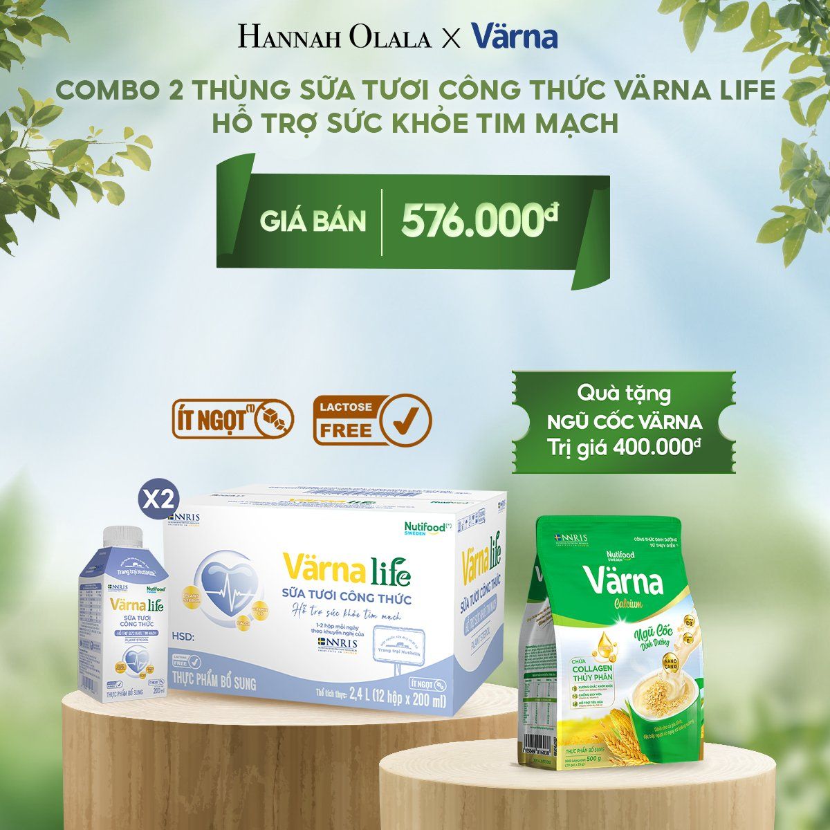  E60_DEAL 7: COMBO 2 THÙNG SỮA TƯƠI CÔNG THỨC VARNA LIFE LACTOSE FREE (24 HỘP X 200ML) 