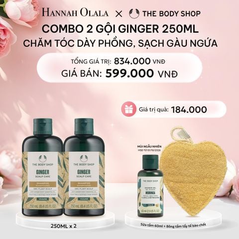  E953: DEAL 7: COMBO CHĂM TÓC DÀY PHỒNG, GIẢM GÃY RỤNG, SẠCH GÀU NGỨA GINGER 250ML - 2X DẦU GỘI 
