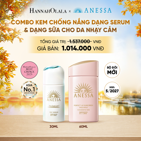  COMBO SERUM CHỐNG NẮNG & SỮA CHỐNG NẮNG BẢO VỆ VÀ DƯỠNG DA AN TOÀN CHO DA NHẠY CẢM ANESSA DAY SERUM 30ML + MILD MILK 60ML HSD: 24/05/2027 - DEAL7 - E100 