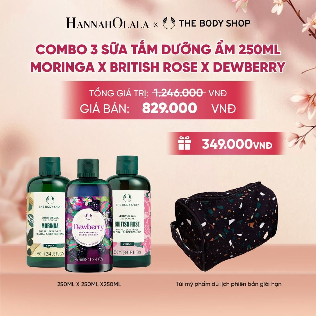  COMBO 3 SỮA TẮM THIÊN NHIÊN DƯỠNG ẨM NGÁT HƯƠNG 250ML - MORINGA X DEWBERRY X BRITISH ROSE 