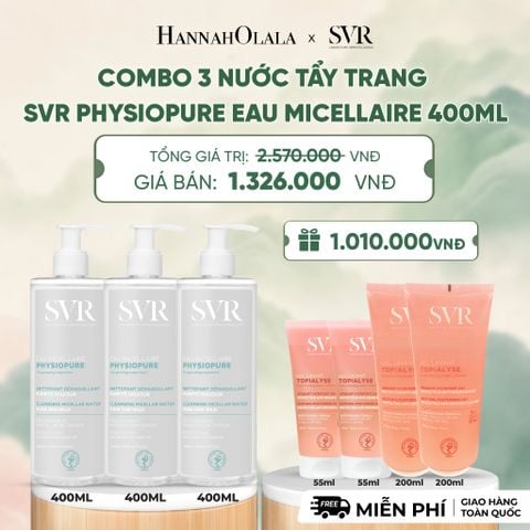  COMBO 3 NƯỚC TẨY TRANG CHO DA NHẠY CẢM SVR PHYSIOPURE EAU MICELLAIRE 400ML - DEAL 7 - A1342 