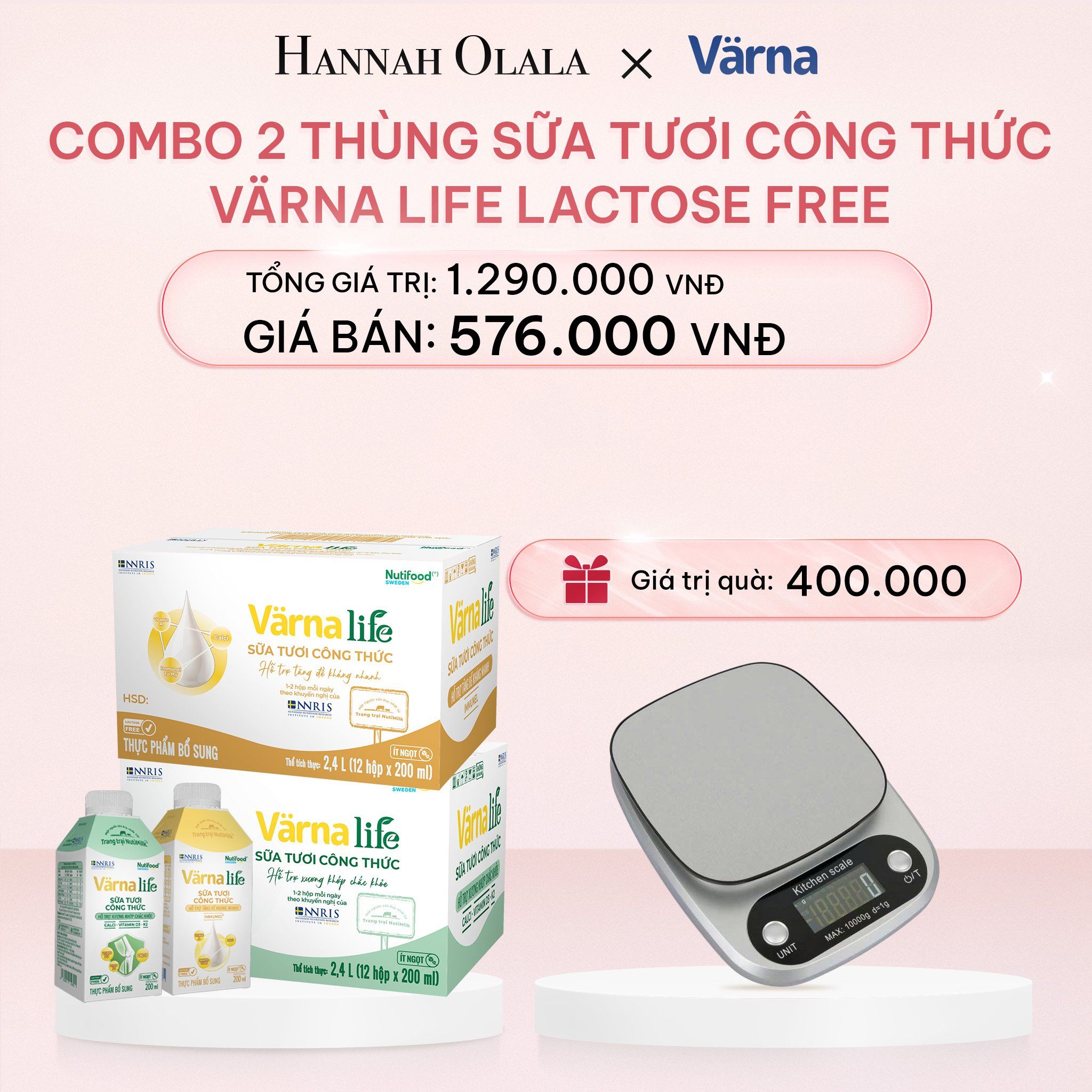  E429_DEAL 7: COMBO 2 THÙNG SỮA TƯƠI CÔNG THỨC VARNA LIFE LACTOSE FREE (24 HỘP X 200ML) 