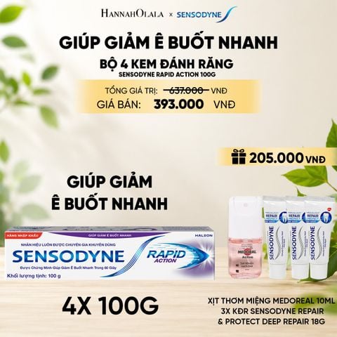  BỘ 4 KEM ĐÁNH RĂNG SENSODYNE RAPID ACTION 100G GIÚP GIẢM Ê BUỐT NHANH 