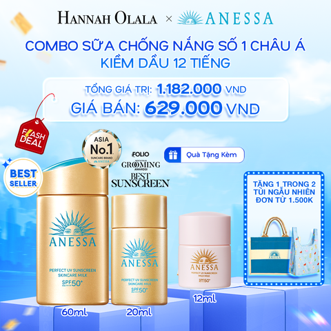  A21: DEAL 6: COMBO SỮA CHỐNG NẮNG DƯỠNG DA KIỀM DẦU BẢO VỆ HOÀN HẢO ANESSA GOLD MILK SPF50+ PA++++ 60ML + 20ML 
